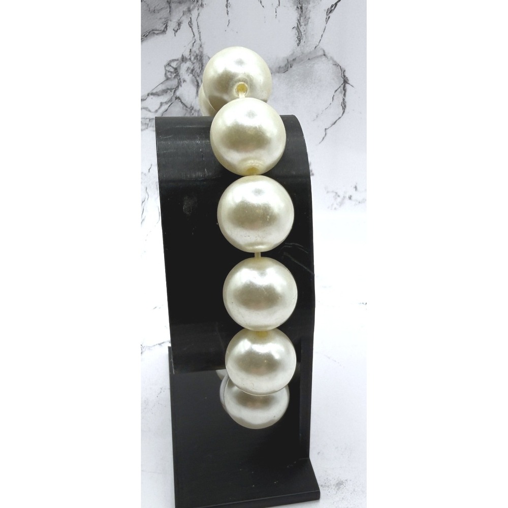 Chunky Faux Pearl Stretch Bracelet 16mm Large Pearl Statement Bracelet